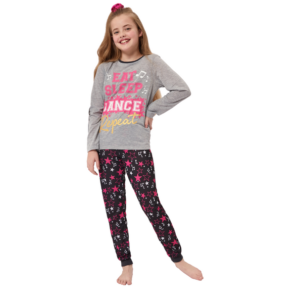 Justice Girls Pajamas PJ 3pc Set Black Pink Polar Bear Size 8