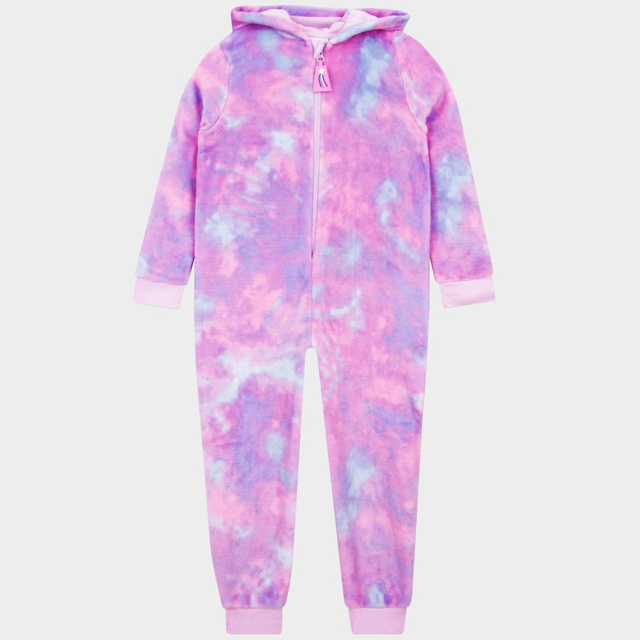 Tie Dye Unicorn Onesie With 3D Ears And Horn