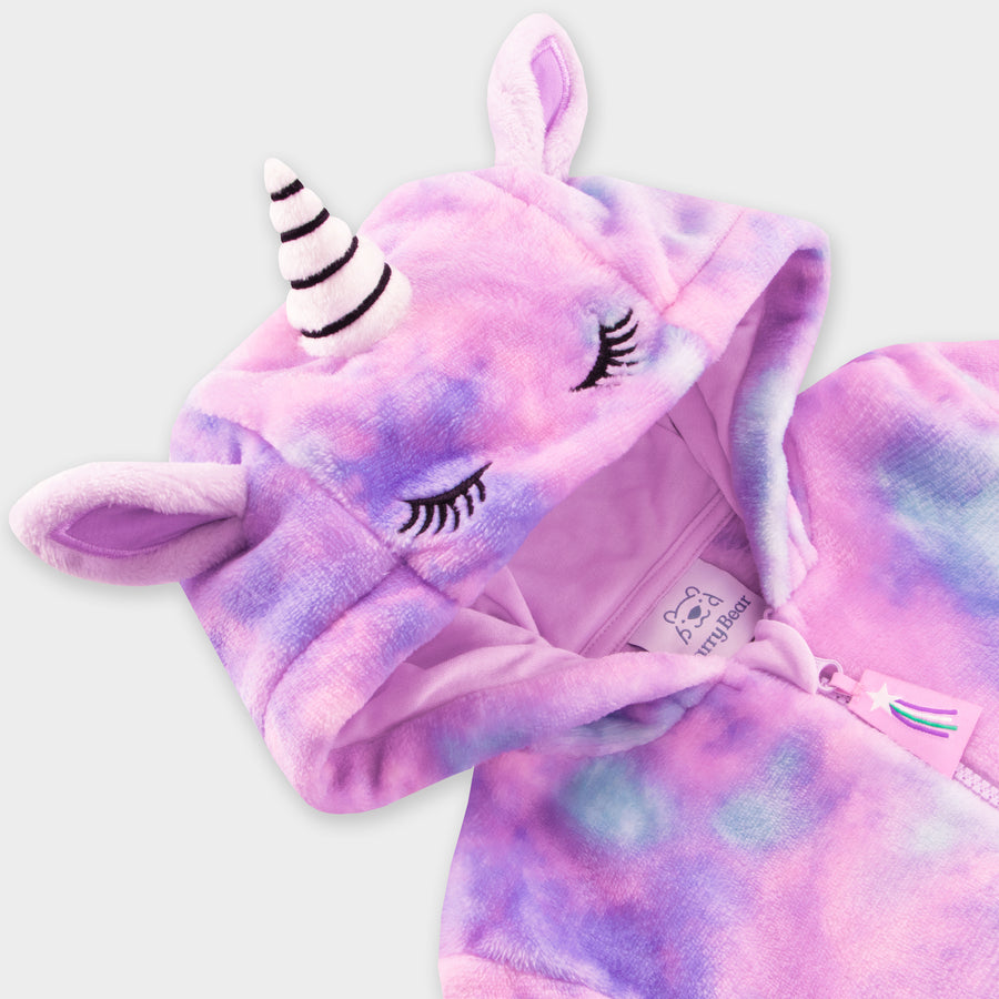 Tie Dye Unicorn Onesie With 3D Ears And Horn