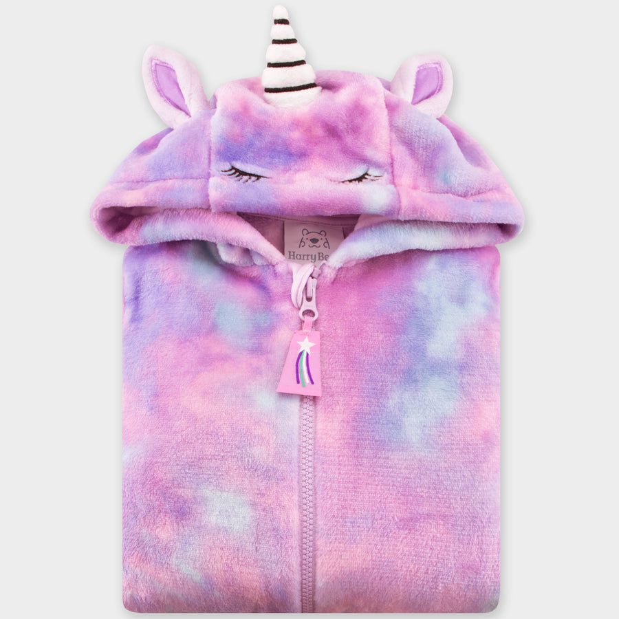 Tie Dye Unicorn Onesie With 3D Ears And Horn