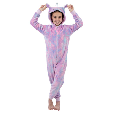 Tie Dye Unicorn Onesie With 3D Ears And Horn