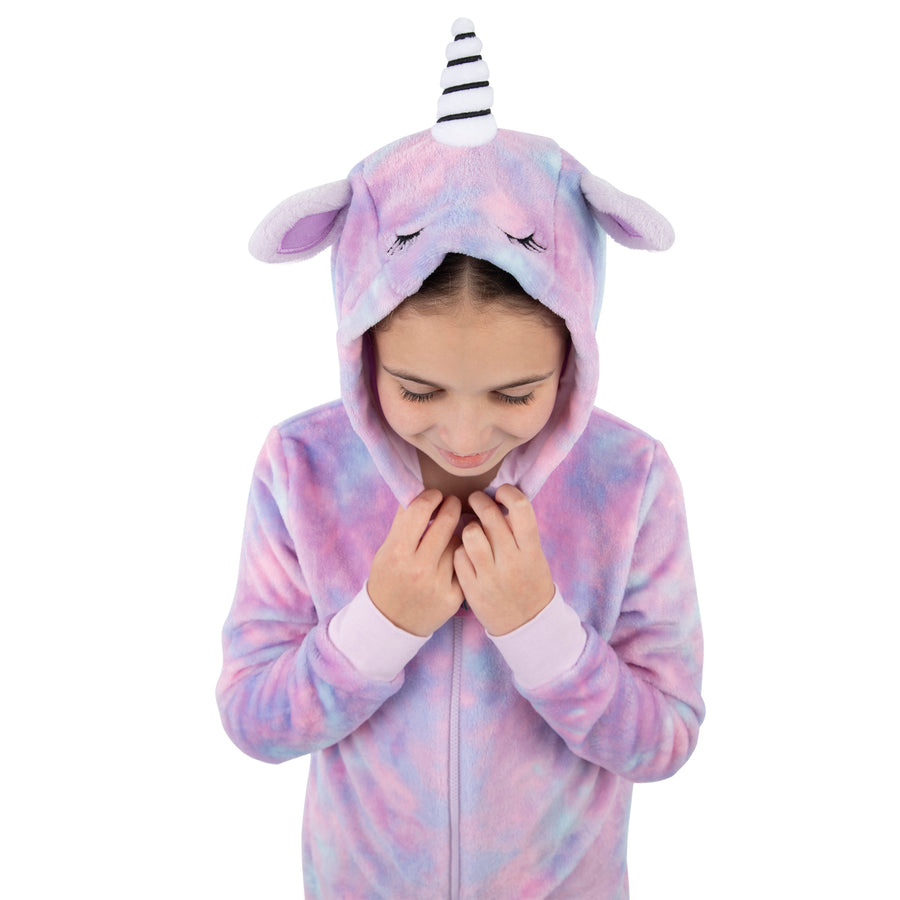 Tie Dye Unicorn Onesie With 3D Ears And Horn